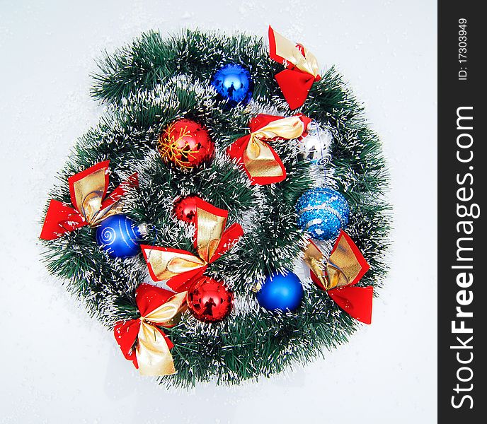 Dreamstime christmas decoration with tinsel ribbons and globes