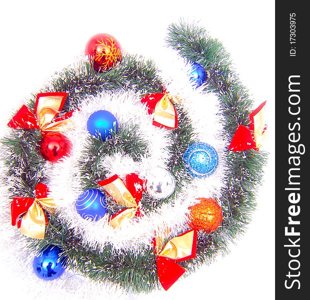 Dreamstime christmas decoration with tinsel ribbons and globes