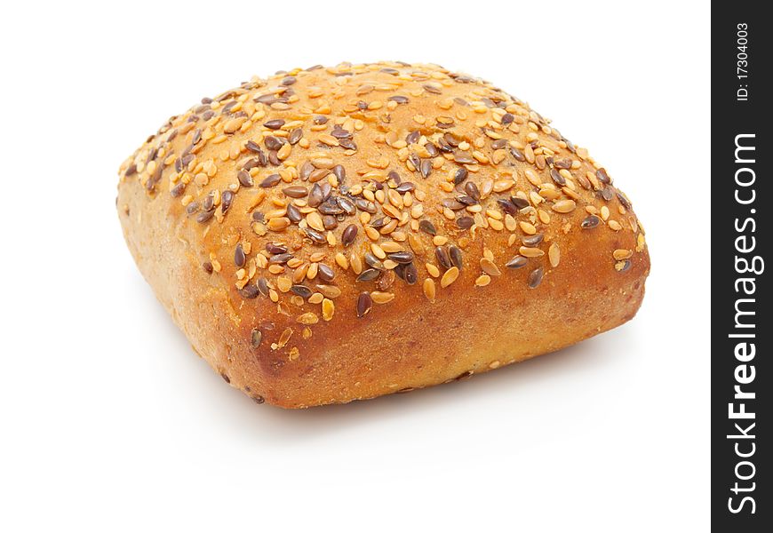 One bun with sesame, isolated on a white background