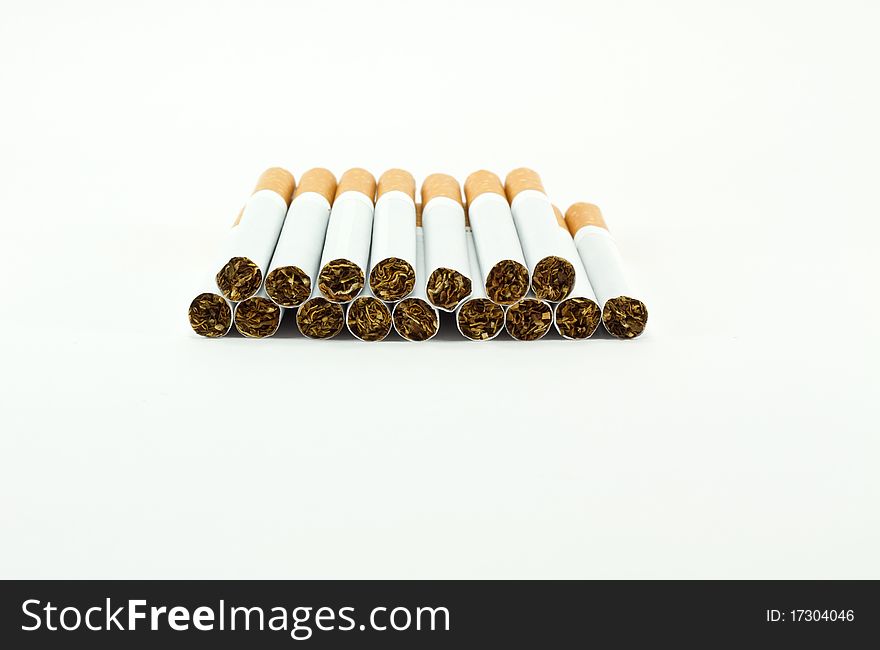 A bunch of cigarettes isolated on white