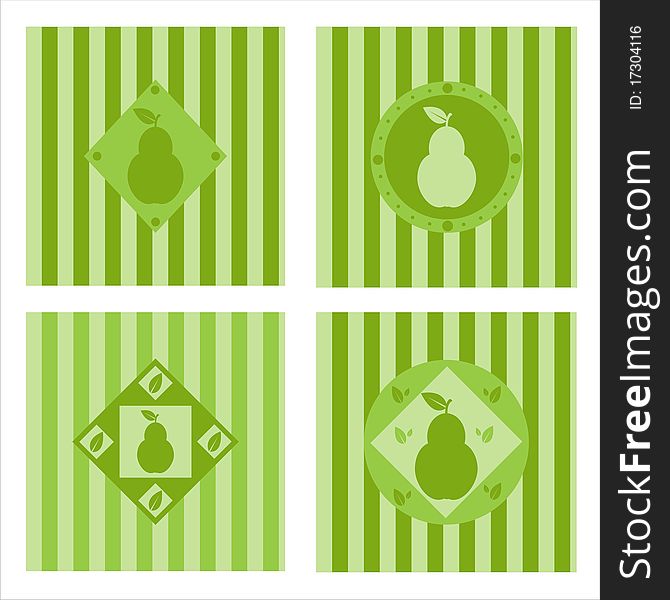 Set Of 4  Pear Backgrounds