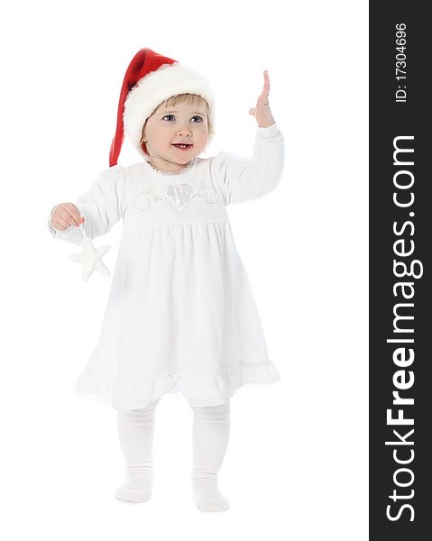 Cute baby in Santa s hat