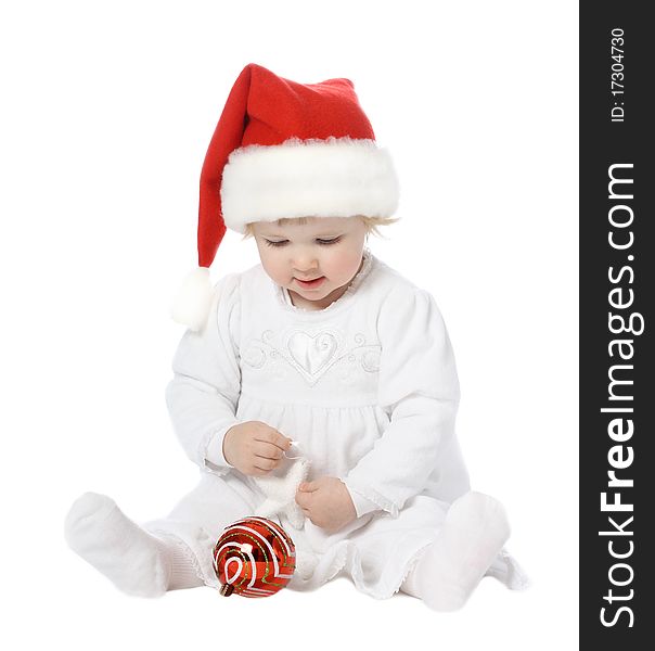 Cute baby in Santa s hat