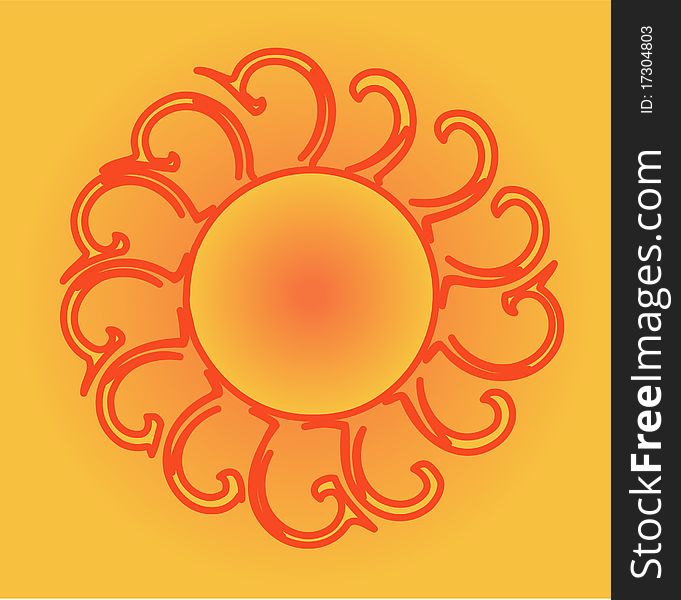 Illustration of orange sun or background
