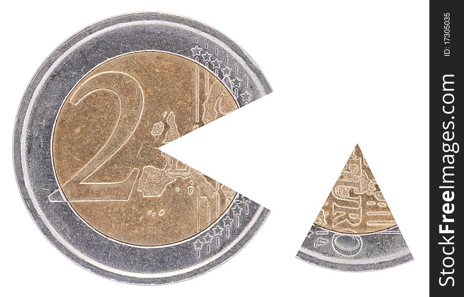 Coin 2â‚¬ with a remoted sector on a white background.