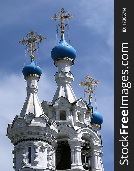 Domes of the Orthodox Church. Moscow, Russia. The Church of the Nativity of the Theotokos at Putinki