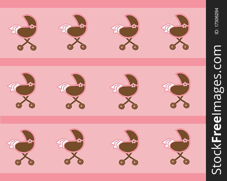 Pink baby girl strollers background. Pink baby girl strollers background