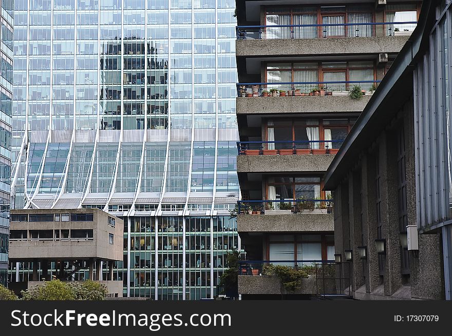 Buildings making interesting patterns in Barbican, London. Buildings making interesting patterns in Barbican, London