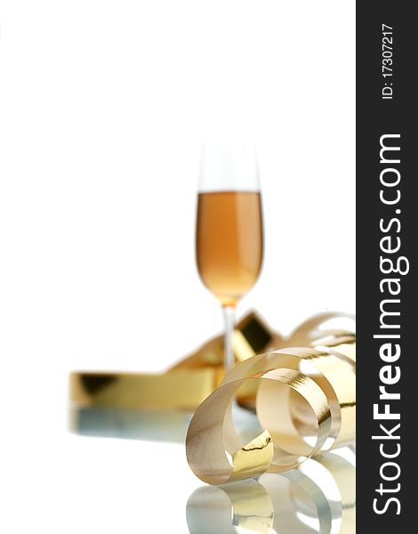 Champagne in glasses on a white background. Champagne in glasses on a white background