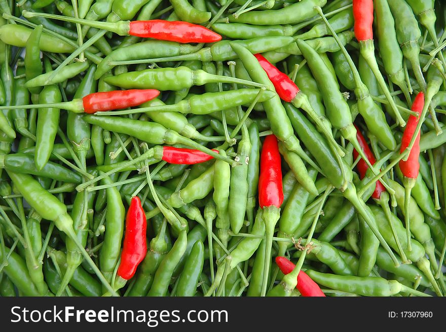 Group of fresh green and red chili. Group of fresh green and red chili