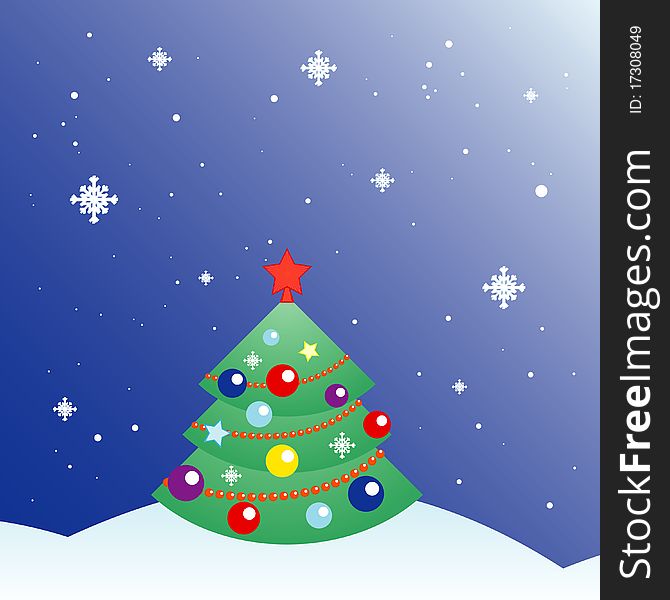 Vector Christmas card with Christmas Tree