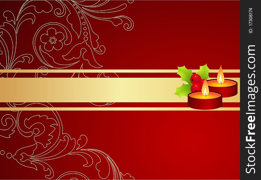 Red background with new year decorations. Vector illustration. Red background with new year decorations. Vector illustration.