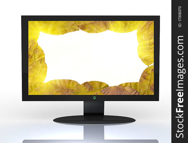 3D television, computer screen in profile isolated on white