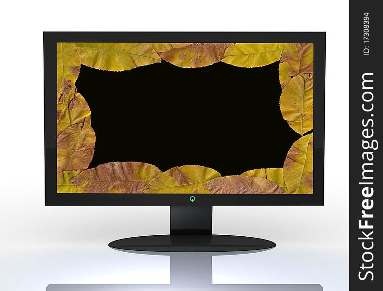 3D television, computer screen in profile isolated on white