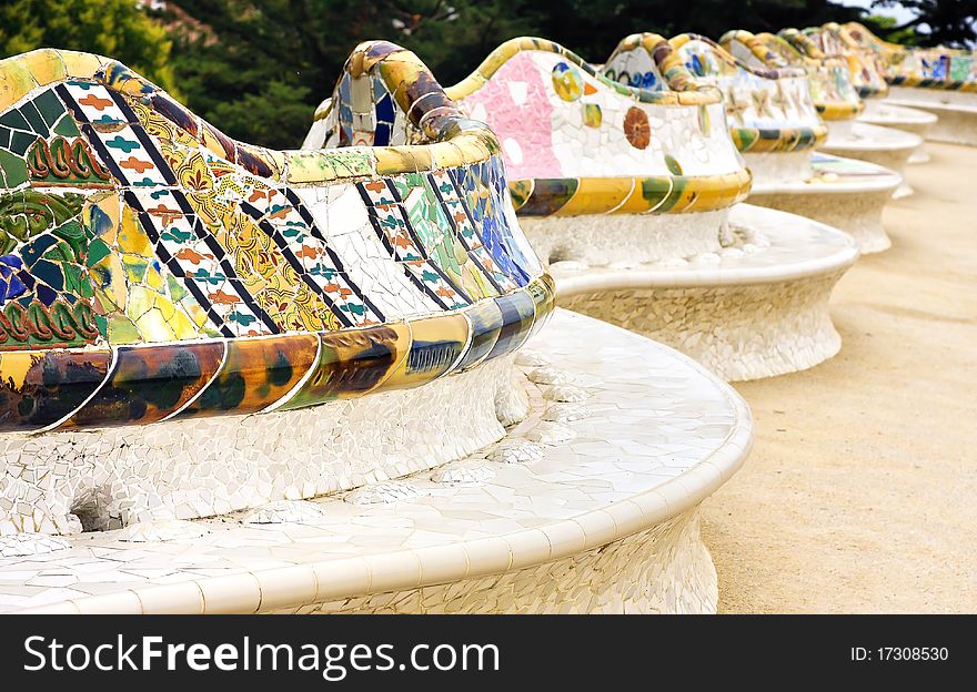 The colored benches of Barcelona is very nice