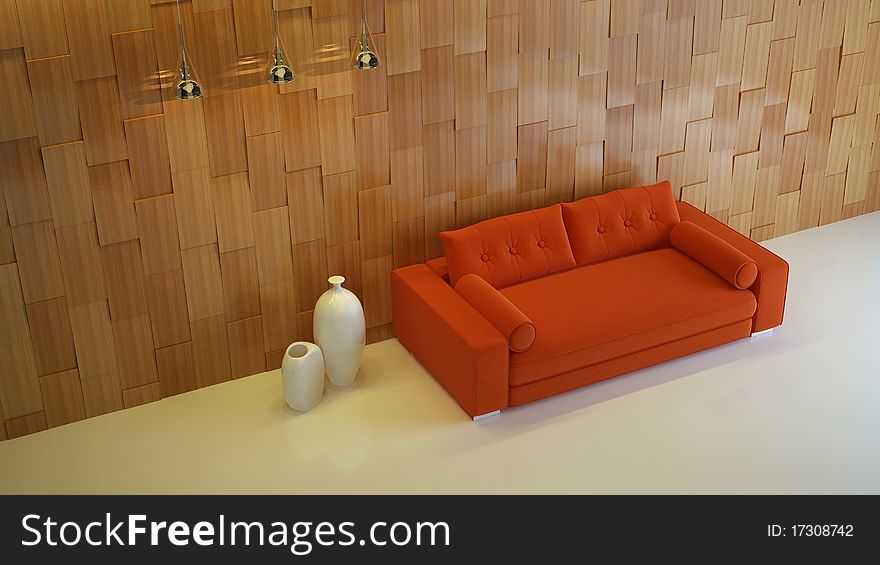 A modern 3d interior composition