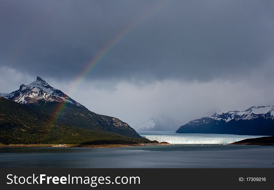 A rainbow over Moreno Glacier. A rainbow over Moreno Glacier