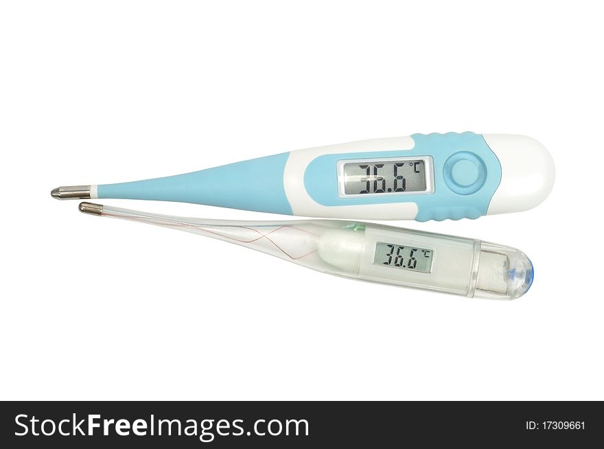 Medical thermometers with a clipping path. Medical thermometers with a clipping path