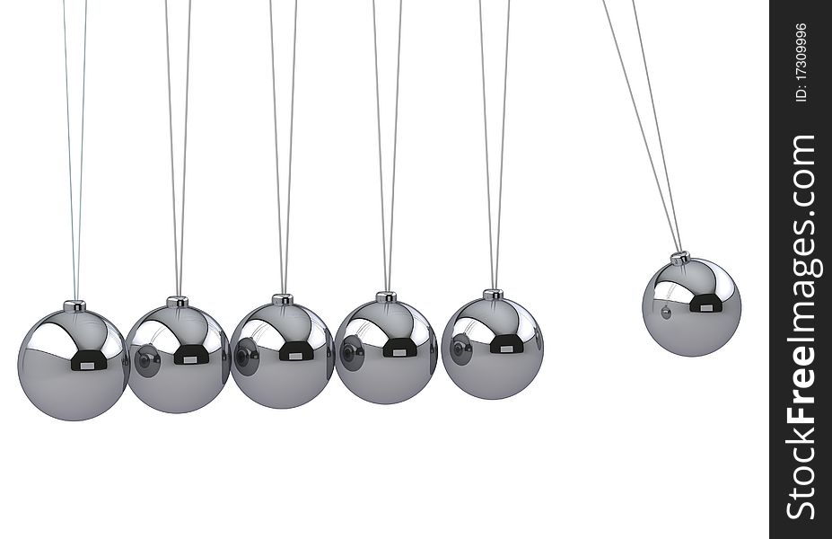3d rendered Newton's cradle on white background