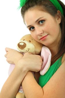 Portrait Of The Young Girl With The Teddy Bear Stock Images Portrait Of The Young Girl With The Teddy Bear Stock Images