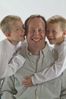 Happy Dad Gets A Fathers Day Hug And A Kiss Royalty Free Stock Photo Happy Dad Gets A Fathers Day Hug And A Kiss Royalty Free Stock Photo