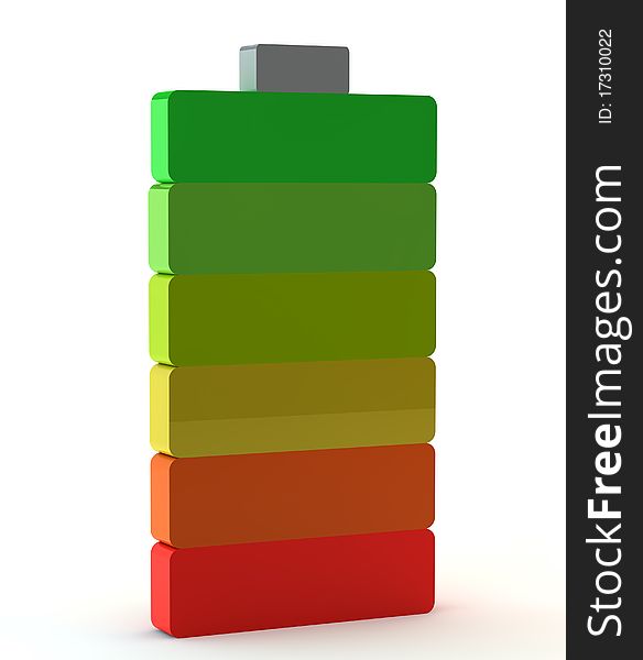 3d multi coloured battery on white background. 3d multi coloured battery on white background