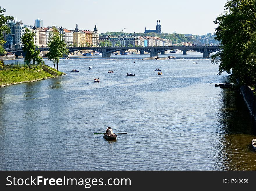 On Sunday on the river Vltava. Prague. Czechia. On Sunday on the river Vltava. Prague. Czechia.