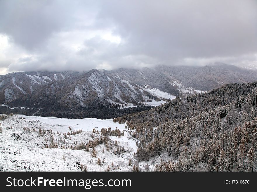 Landscape of winter from altay in russia