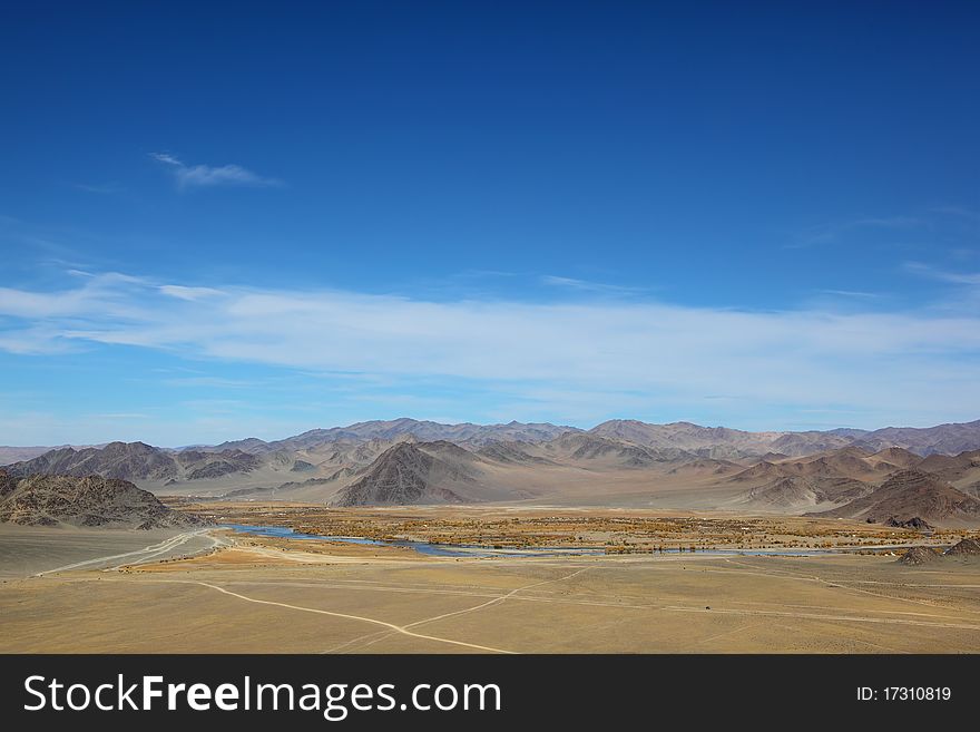 Mongolian landscape indian-summer day