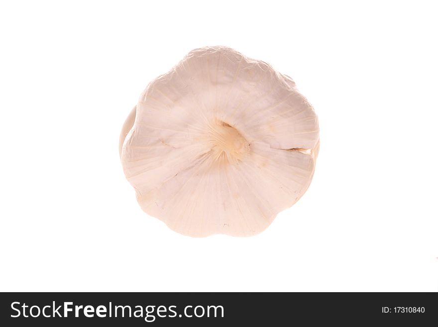 A garlic bulb segments isolated over white