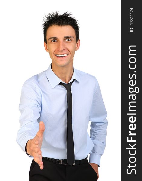 Young business man ready to set a deal isolated background. Young business man ready to set a deal isolated background