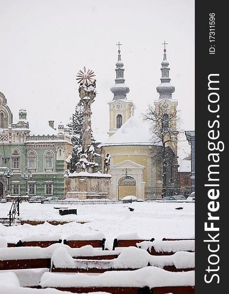 Timisoara covered by a layer of snow. Timisoara covered by a layer of snow