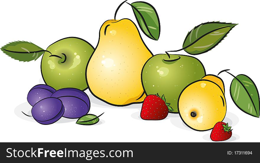 Fruit isolated on white, illustration