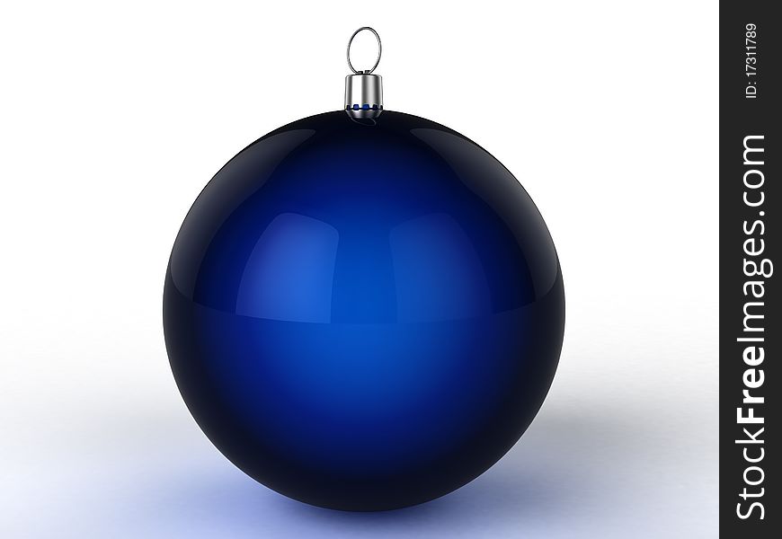 Blue Christmas ball on white background