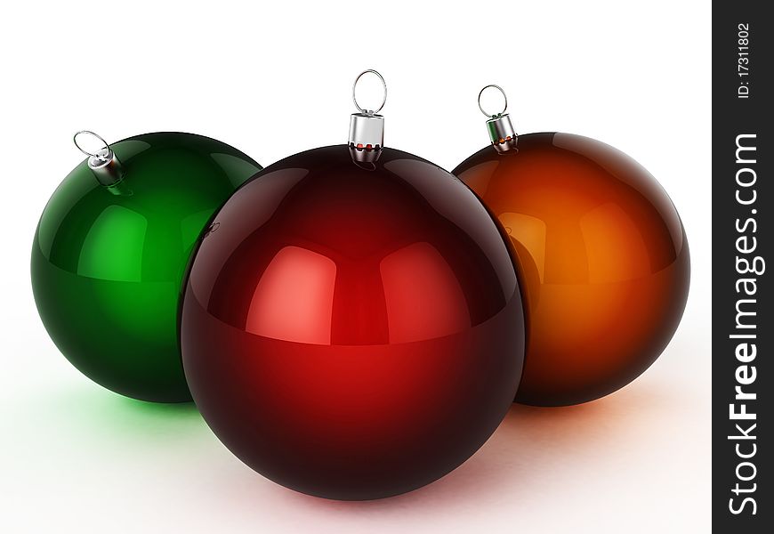 Three Different Colored Christmas Ball