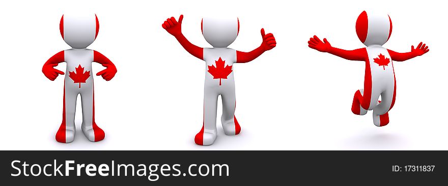 3d Character Textured With Flag Of Canada