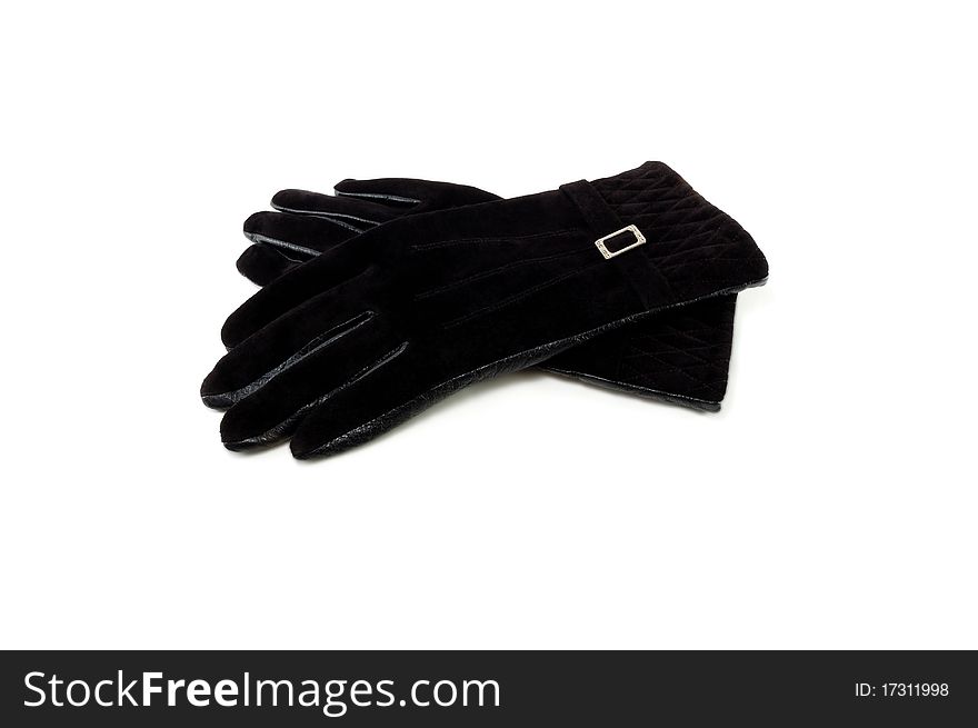 Female gloves are isolated on a white background
