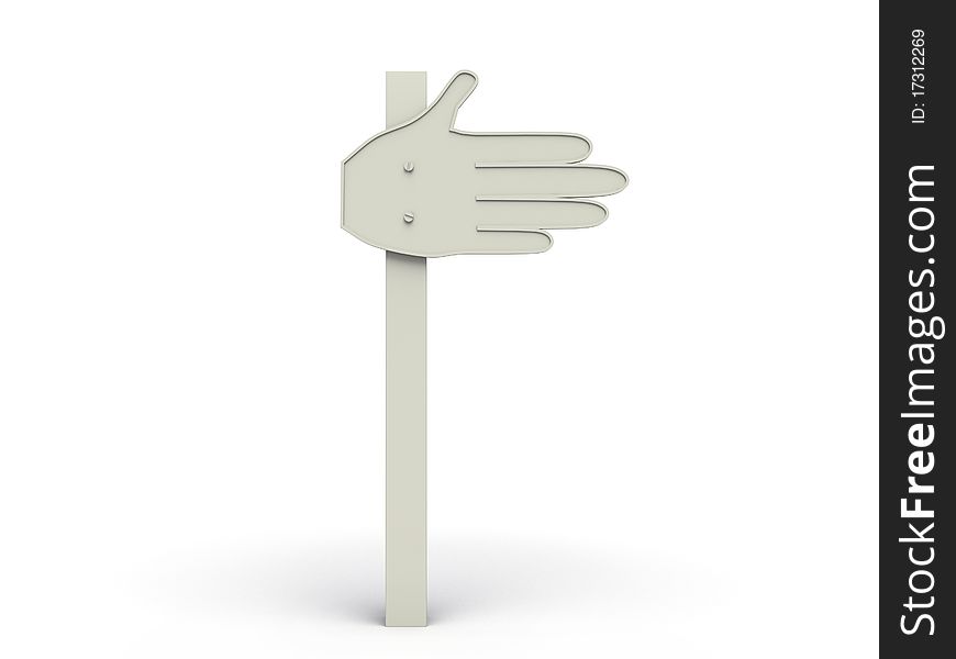 White pointer in the form of a hand on a white background
