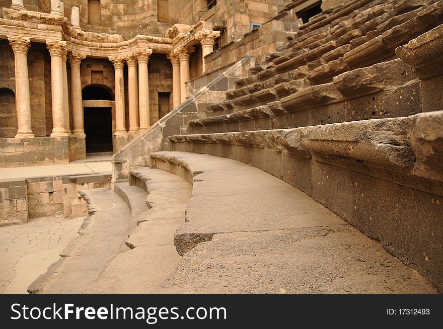 Ancient Roman time town Bosra in Syria. Theater details. Ancient Roman time town Bosra in Syria. Theater details.