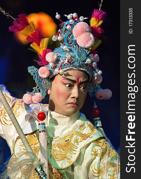 Chinese opera actor perform on stage. Chinese opera actor perform on stage