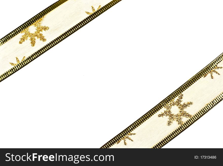 White greeting card with a gold ribbon. White greeting card with a gold ribbon.