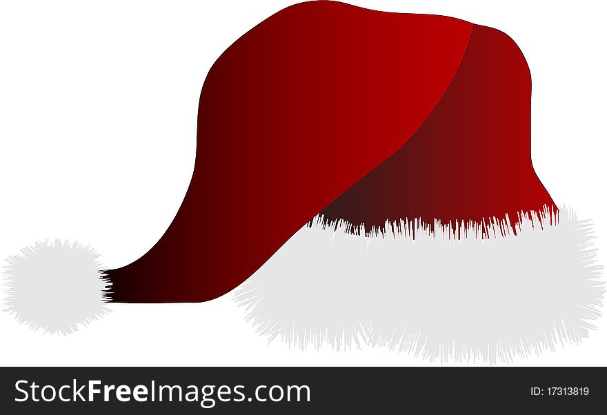 Illustration of a santa's red and white hat. Illustration of a santa's red and white hat