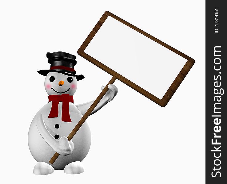 Snowman with a sign