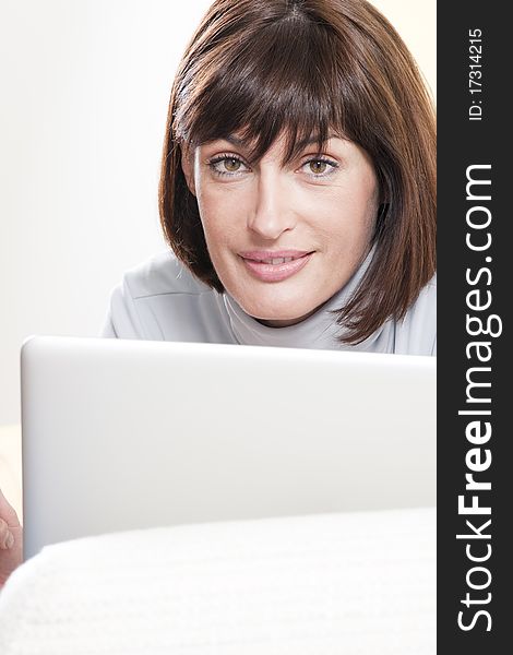 Portrait of Woman with laptop. Portrait of Woman with laptop