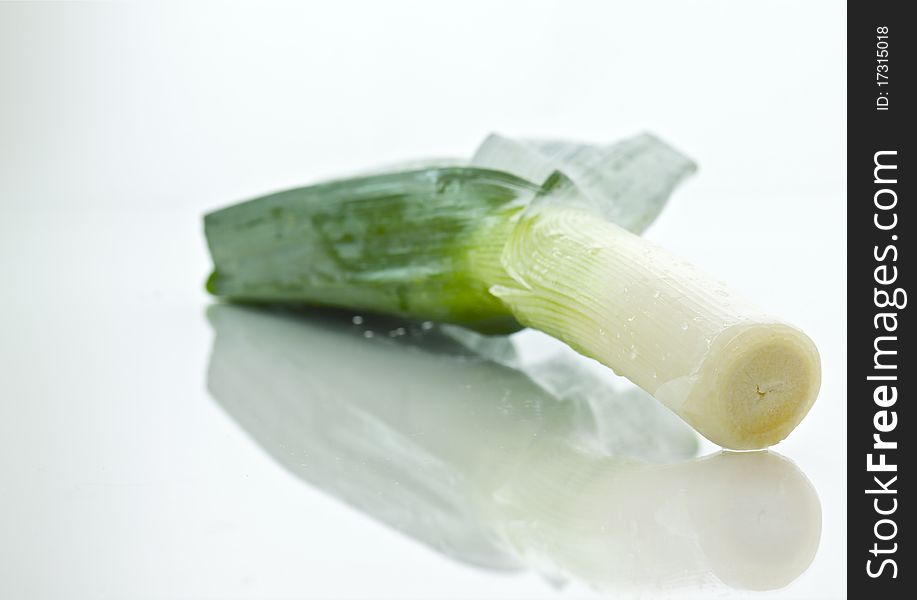 Close up of a group of a leek shot in studio. Close up of a group of a leek shot in studio.
