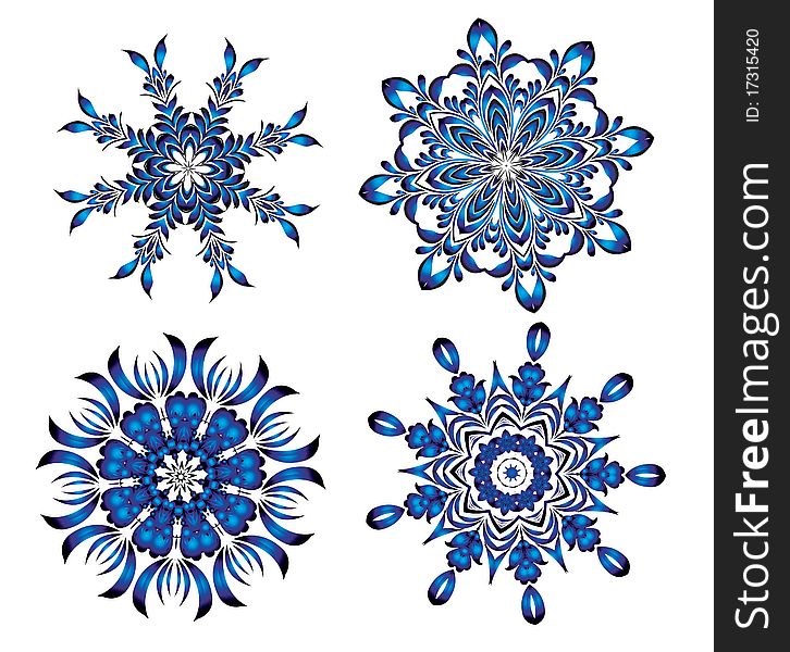 Beautiful,blue New Year's snowflakes by Christmas