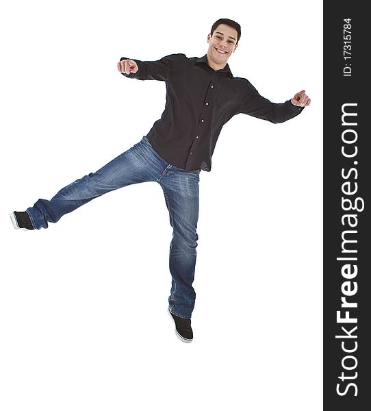 Young Fresh Happy Man Jumping