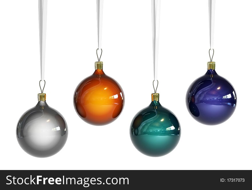 4 Christmas balls of different colors