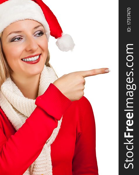 Woman In Santa Hat With Presents