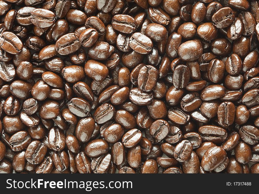 Many coffee beans background texture